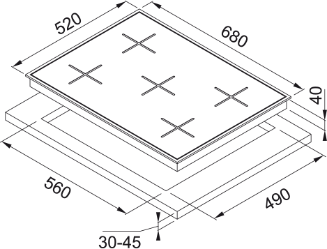 TE001_106.0490.102.png Franke Glass Linear Square Fhns 705 4g Tc Bk C Siyah Cam Ocak - 106.0490.102 - Ocak - 1