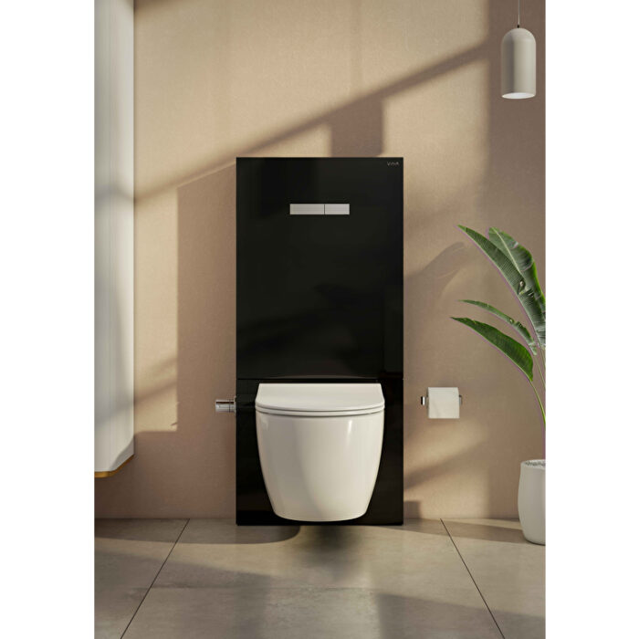 Vitra Vitrus Duvar Önü Cam Rezervuar, Asma Klozetler İçin, 114 cm, Stop Valfli, Siyah, 3/6 Litre, Siyah - 870-5771-01 - Duvar Önü Rezervuar - 8