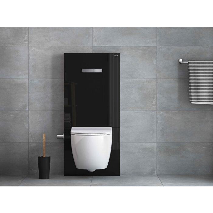 Vitra Vitrus Duvar Önü Cam Rezervuar, Asma Klozetler İçin, 114 cm, Stop Valfli, Siyah, 3/6 Litre, Siyah - 870-5771-01 - Duvar Önü Rezervuar - 9