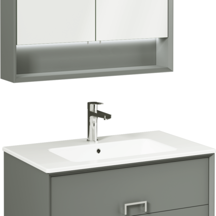 Isvea Stepp Lavabo Ünitesi, 80 cm, Çakıl Gri - 21SPS131080I - Banyo Dolapları