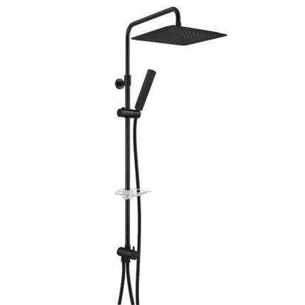 ECA Life Teleskobik Kolonlu Duş Sistemi 300X300 - Pvc Spiralli, Mat Siyah - 102158079C1 - Duş Setleri, Yağmur Duş Sistemleri