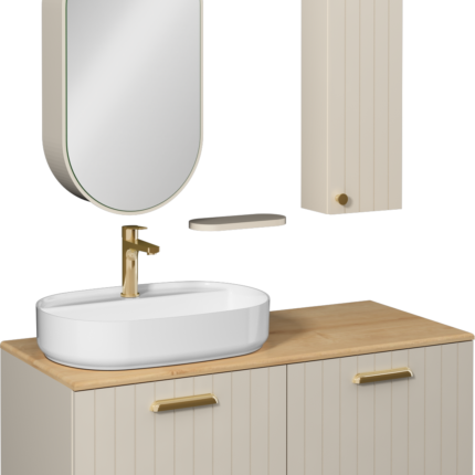 Isvea Rinato Lavabo Ünitesi, 120 cm, Sol, Krem - Beyaz Lavabolu - 21RNS712120I - Banyo Dolapları