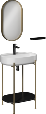 Isvea Puno Art Metal Profil Lavabo Ünitesi, 60 cm, Beyaz Lavabolu - 29PNS008060I - Banyo Alt Modülleri, Ayaklı Lavabo