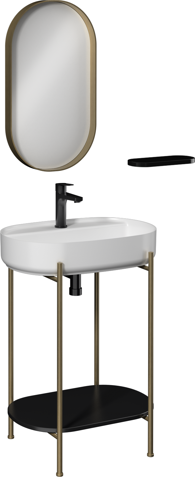 Isvea Puno Art Metal Profil Lavabo Ünitesi, 60 cm, Beyaz Lavabolu