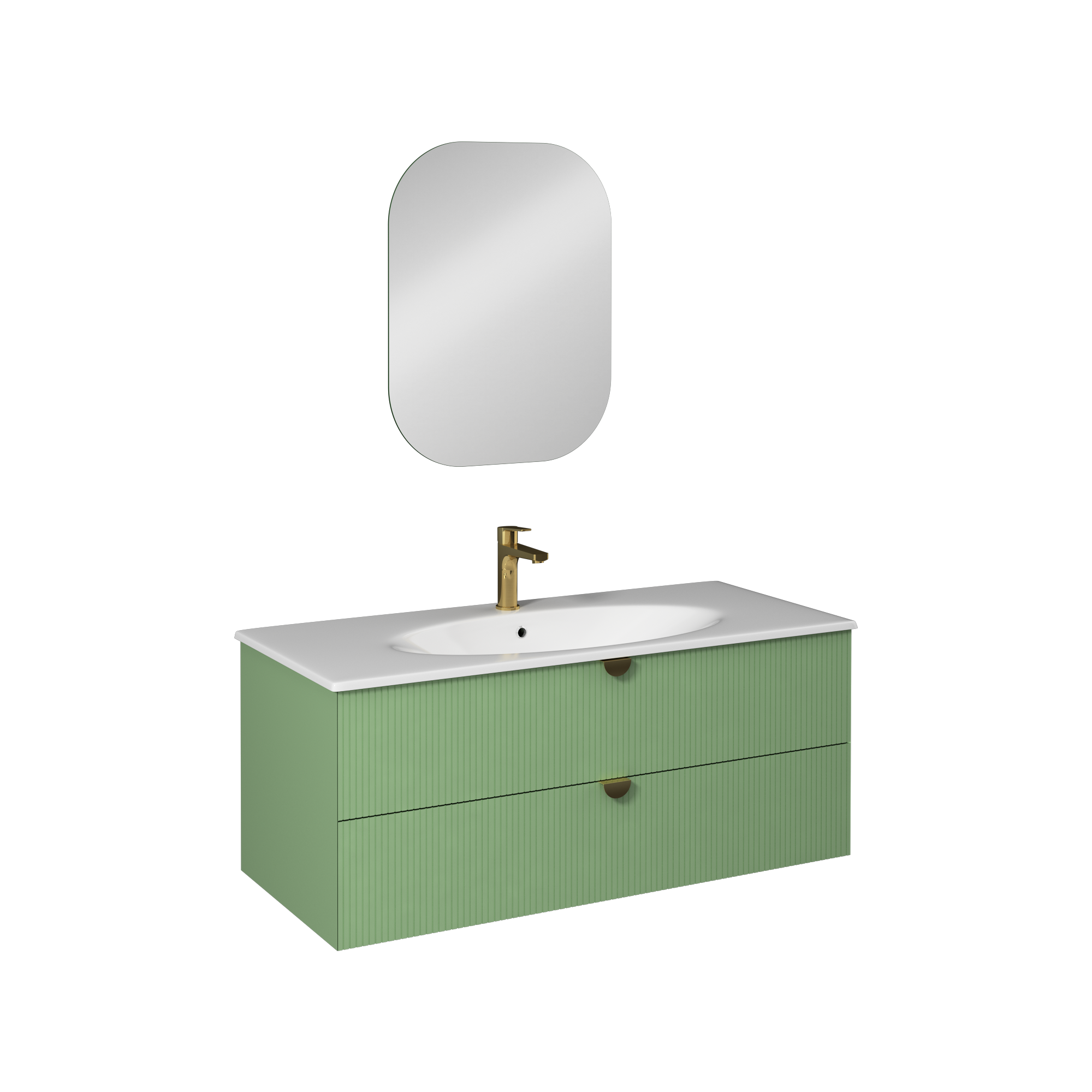 Isvea Infinity Lavabo Ünitesi, 120 cm, Pastel Yeşil, İnoks Kulplu
