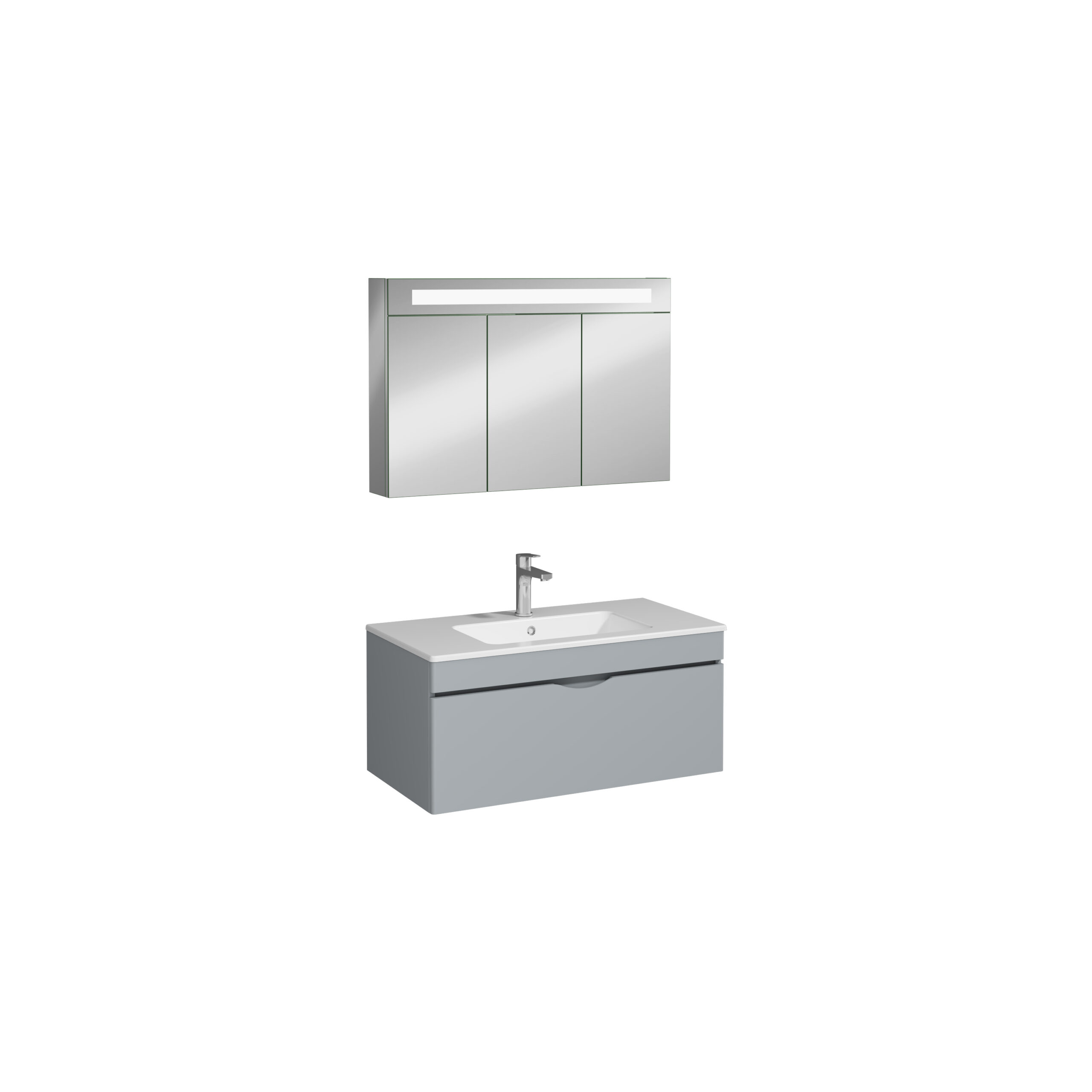 Isvea Roya Lavabo Ünitesi, Tek Çekmeceli, 90 cm, Açık Gri