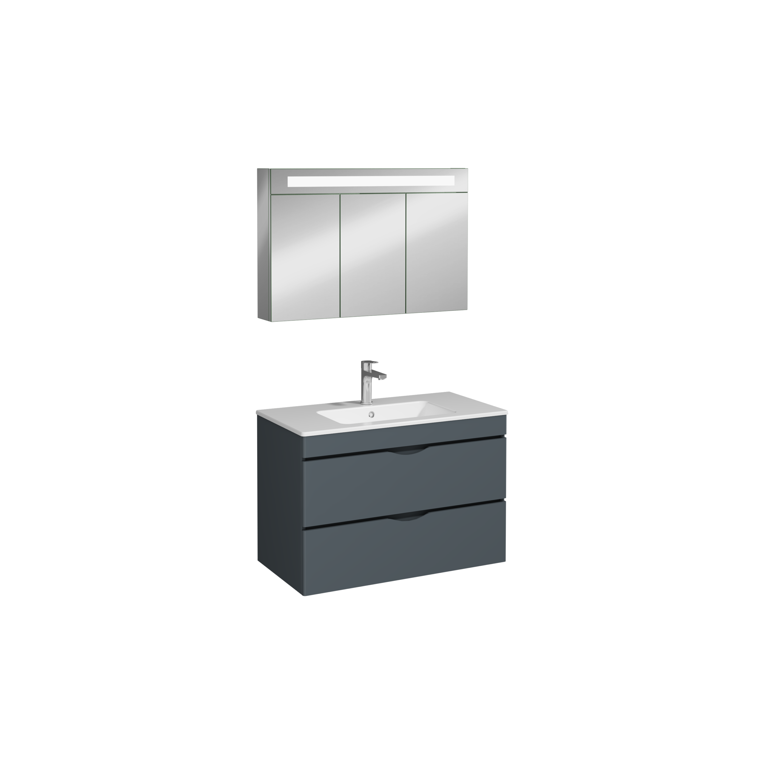 Isvea Roya Lavabo Ünitesi, Çift Çekmeceli, 90 cm, Antrasit