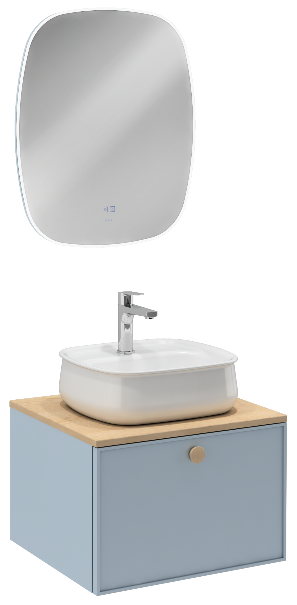 Isvea Mondo Lavabo Ünitesi, 60 cm, 1 Çekmeceli, Çakıl Gri