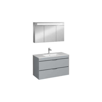 Isvea Roya Lavabo Ünitesi, Çift Çekmeceli, 100 cm, Açık Gri - 21RYS918100I - Banyo Dolapları