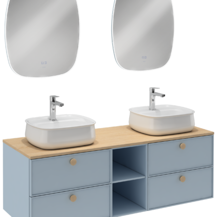 Isvea Mondo Lavabo Ünitesi, 150 cm, 4 Çekmeceli, Turkuaz - 21MDS812150I - Banyo Dolapları