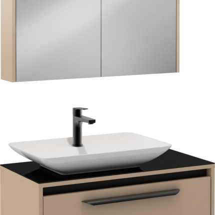 Isvea Bella Lavabo Ünitesi, 90 cm, Cappucino, Beyaz Lavabolu - 24BLS372090I - Banyo Dolapları