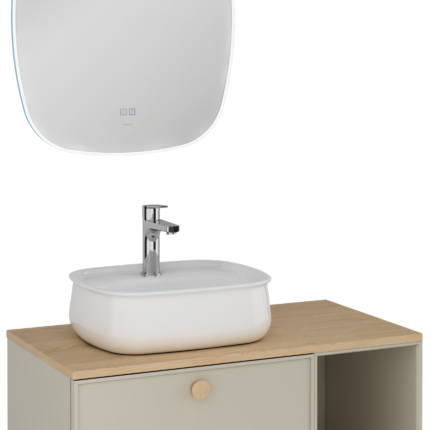 Isvea Mondo Lavabo Ünitesi, 90 cm, Tek Çekmeceli, Çakıl Gri, Sağ - 21MDS713090I - Banyo Dolapları