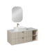 Isvea Infinity Kuvars Tezgahlı, İnoks Kulplu Lavabo Ünitesi, 130 cm, Krem, Beyaz Lavabolu - 21IFS712141I - Banyo Dolabı Takımı