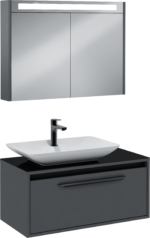 Isvea Bella Lavabo Ünitesi, 90 cm, Gri, Beyaz Lavabolu - 24BLS391090I - Banyo Dolapları