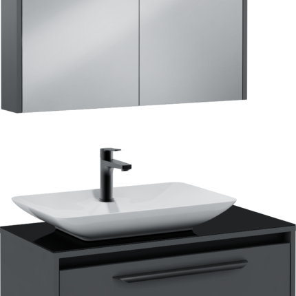 Isvea Bella Lavabo Ünitesi, 90 cm, Gri, Beyaz Lavabolu - 24BLS391090I - Banyo Dolapları
