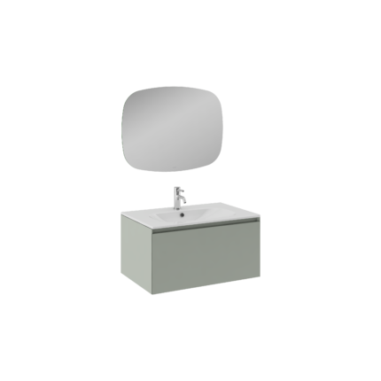 Isvea Coredo Lavabo Ünitesi, 80 cm, Çimento Gri - Beyaz Lavabolu - 21CRS382080I - Banyo Dolapları