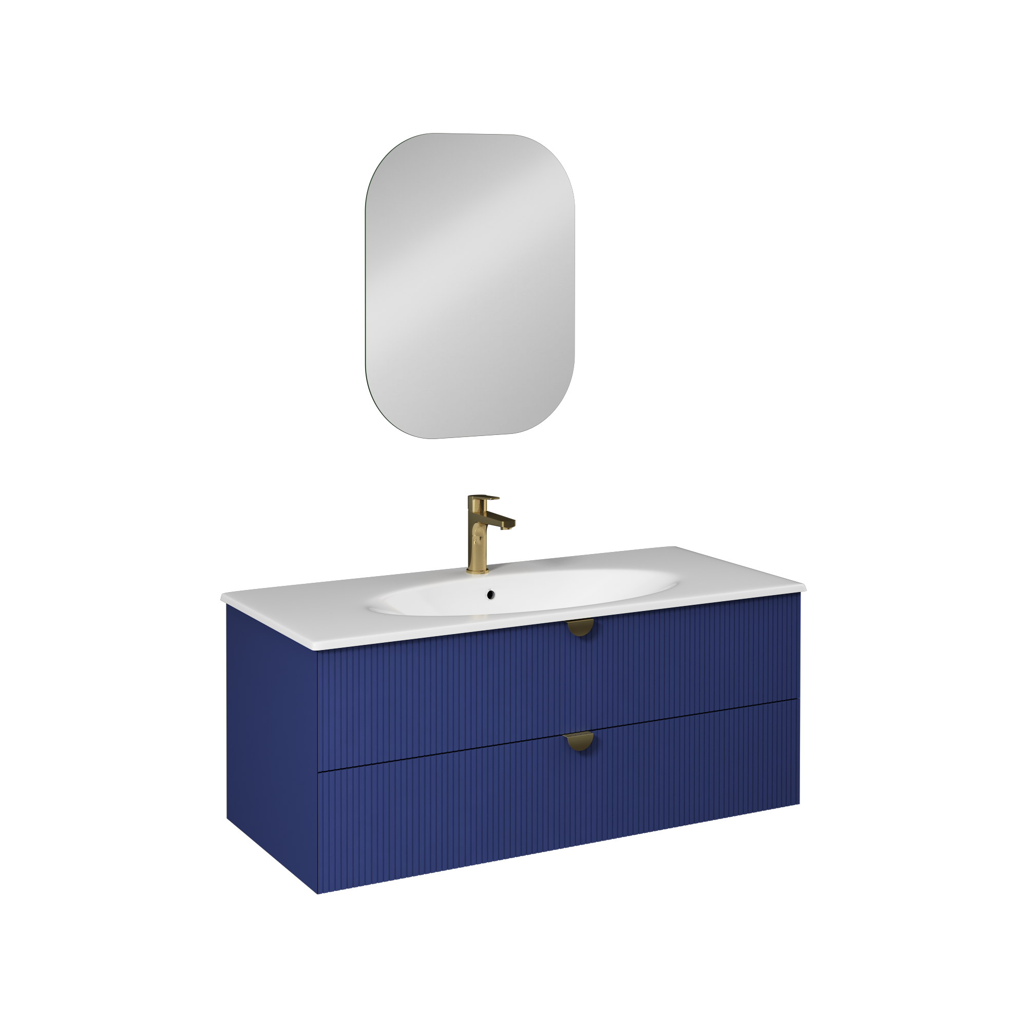 Isvea Infinity Lavabo Ünitesi, 120 cm, Gece Mavisi, İnoks Kulplu