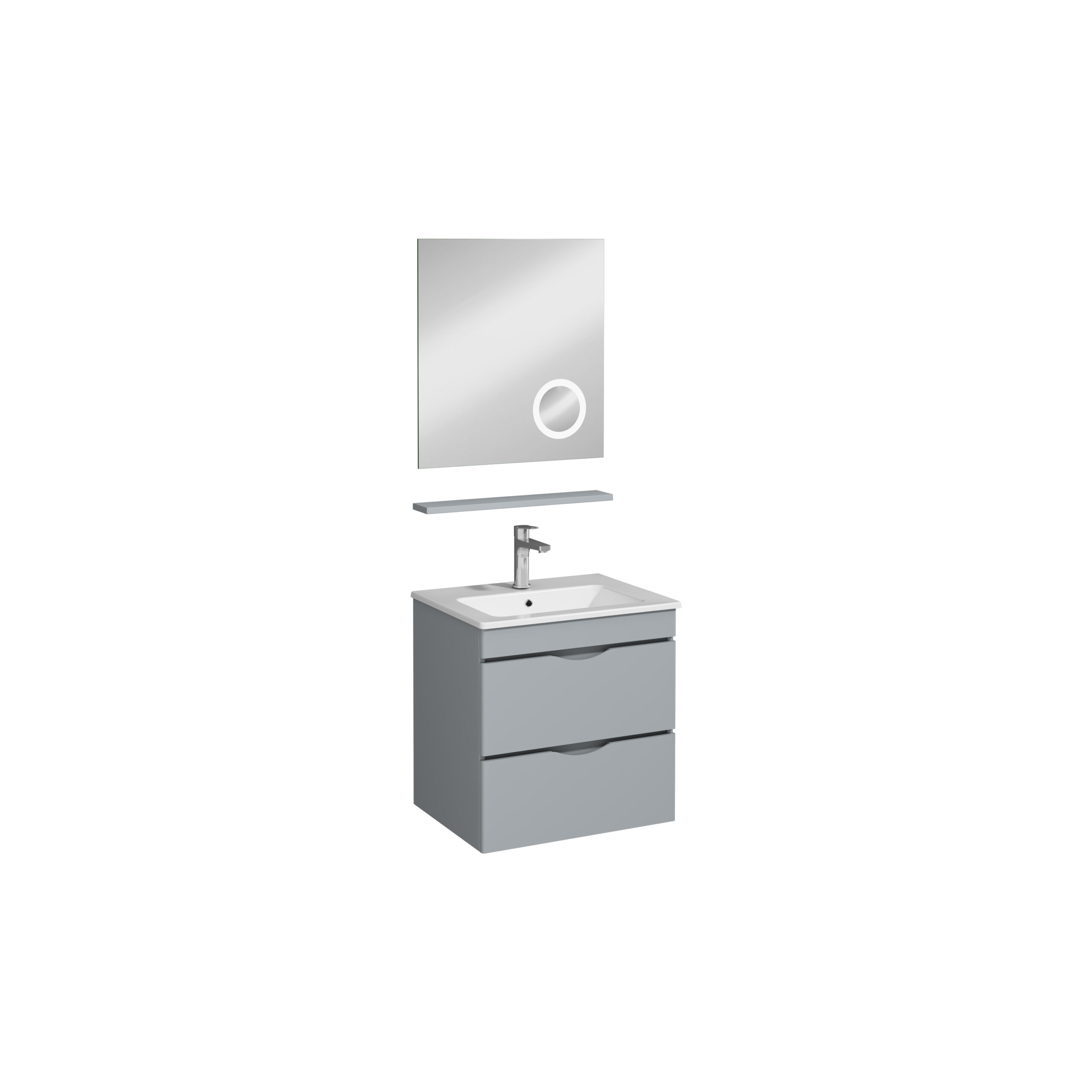 Isvea Roya Lavabo Ünitesi, Çift Çekmeceli, 60 cm, Açık Gri