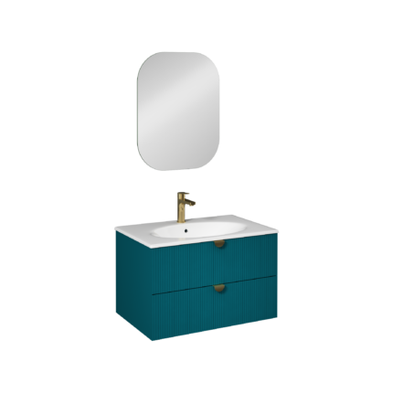 Isvea Infinity Lavabo Ünitesi, 80 cm, Okyanus, İnoks Kulplu - 21IFS749093I - Banyo Dolapları