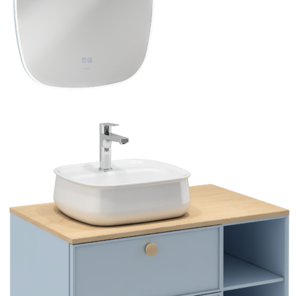 Isvea Mondo Lavabo Ünitesi, 90 cm, 2 Çekmeceli, Turkuaz, Sağ - 21MDS812090I - Banyo Dolapları