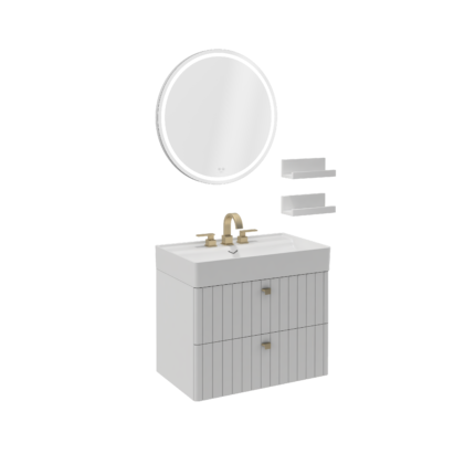 Isvea Vea Lavabo Ünitesi, İnoks Kulplu, 80 cm, Beyaz - 21MNS413180I - Banyo Dolapları