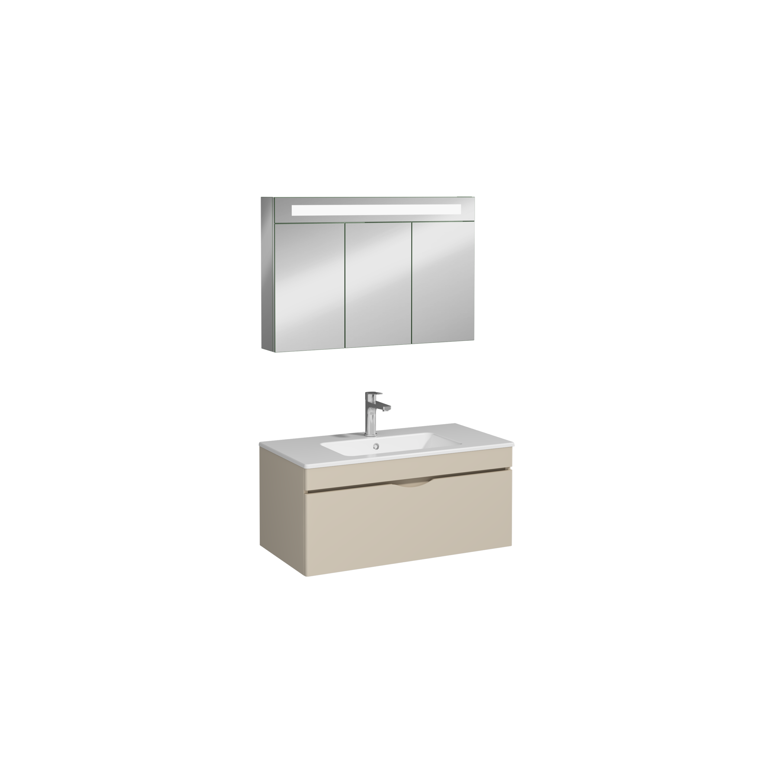 52af85c9-b935-4695-97e1-c209bdd48be1.png Isvea Roya Lavabo Ünitesi, Tek Çekmeceli, 90 cm, Kum Beji - 21RYS926090I - Banyo Dolapları