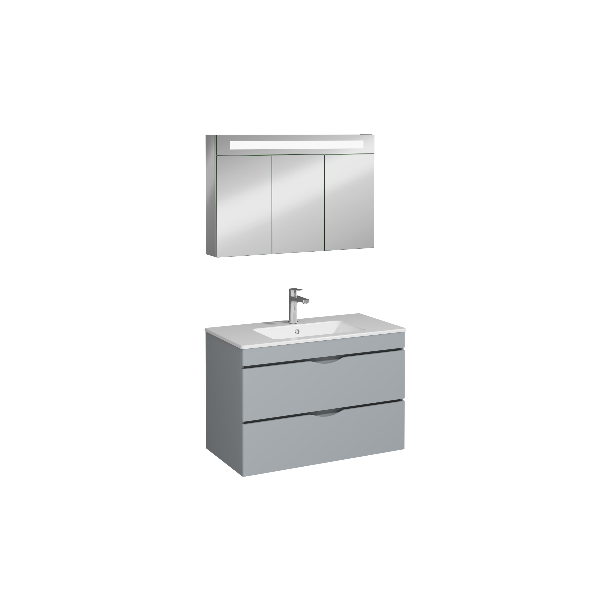 Isvea Roya Lavabo Ünitesi, Çift Çekmeceli, 90 cm, Açık Gri