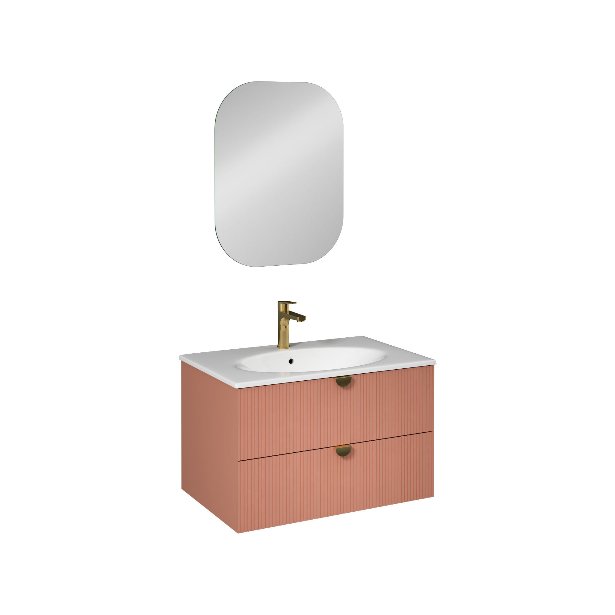 Isvea Infinity Lavabo Ünitesi, 80 cm, Koyu Somon, İnoks Kulplu