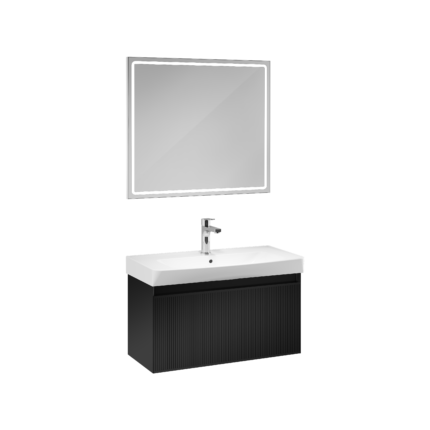 Isvea Fuga Lavabo Ünitesi, 80 cm, Gofrato Siyah - 22FGS340080I - Banyo Dolapları