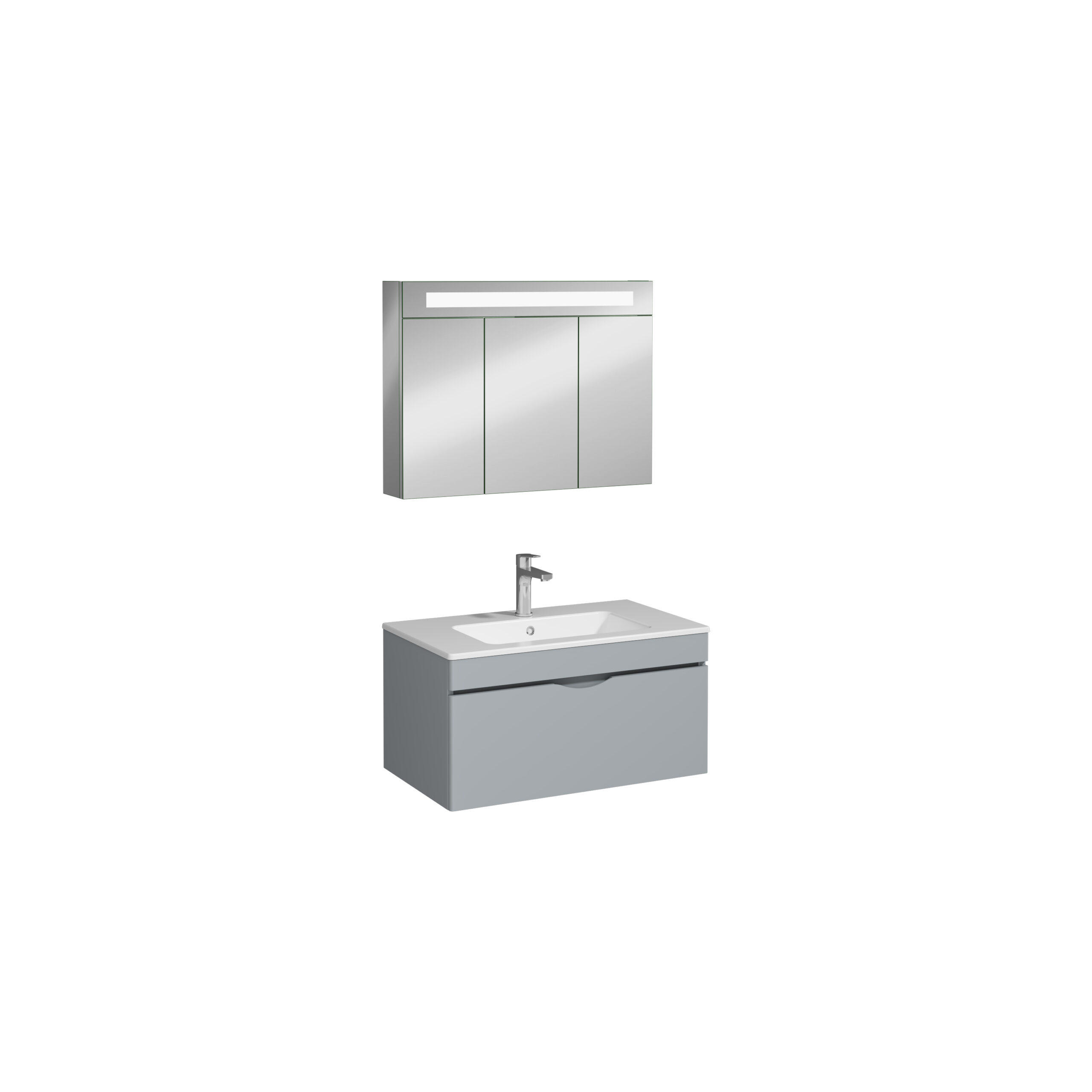 Isvea Roya Lavabo Ünitesi, Tek Çekmeceli, 80 cm, Açık Gri