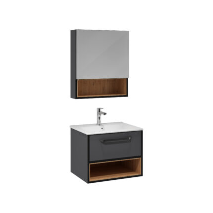 Isvea Ancora Lavabo Ünitesi, Tek Çekmeceli, 60 cm, Tek Çekmeceli Antrasit - 22ANS370060I - Banyo Dolapları