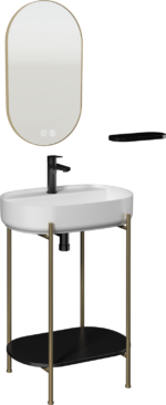Isvea Puno Art Metal Profil Lavabo Ünitesi, 60 cm, Beyaz Lavabolu - 29PNS008060I - Banyo Alt Modülleri, Ayaklı Lavabo - 1