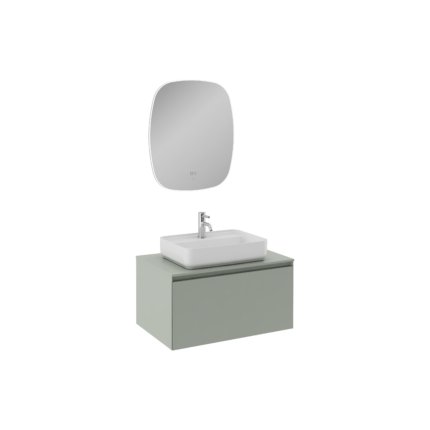 Isvea Coredo Lavabo Ünitesi, İç Çekmeceli, 80 cm, Çimento Gri - Beyaz Lavabolu - 21CRS491081I - Banyo Dolapları
