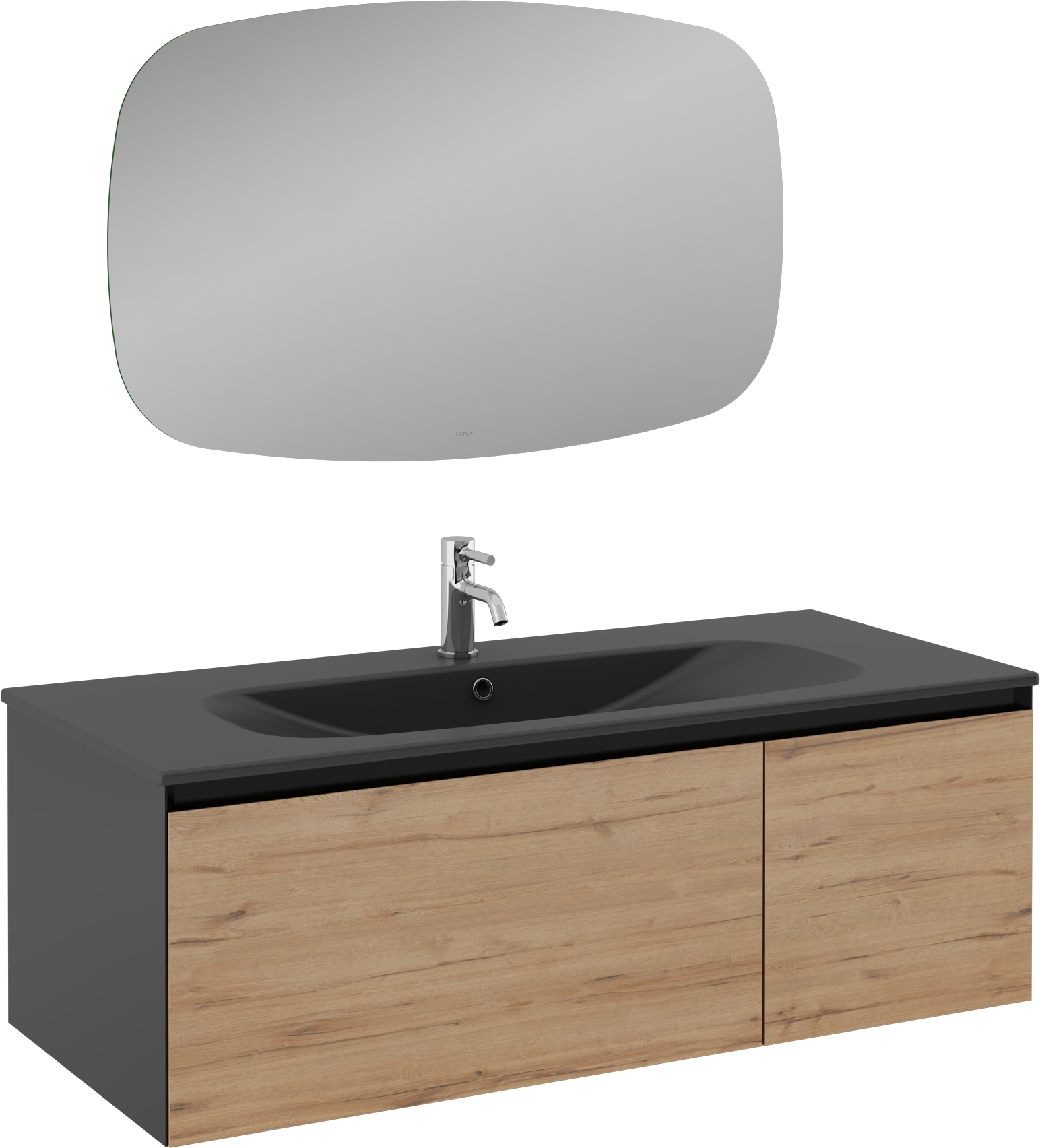 Isvea Coredo Lavabo Ünitesi, 120 cm, Gofrato Siyah&Detroit - Siyah Lavabolu