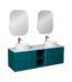 Isvea Infinity Kuvars Tezgahlı, İnoks Kulplu Lavabo Ünitesi, 150 cm, Okyanus, Beyaz Lavabolu - 21IFS749161I - Banyo Dolabı Takımı