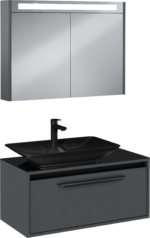 Isvea Bella Lavabo Ünitesi, 90 cm, Gri, Beyaz Lavabolu - 24BLS391090I - Banyo Dolapları - 1