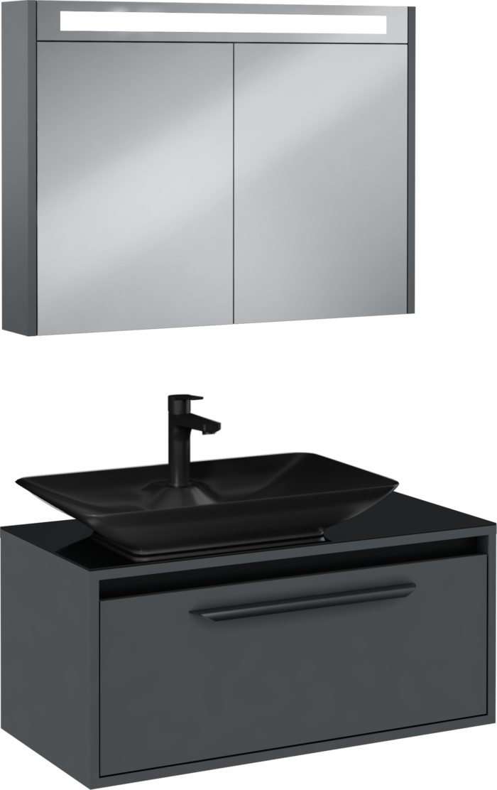 Isvea Bella Lavabo Ünitesi, 90 cm, Gri, Beyaz Lavabolu - 24BLS391090I - Banyo Dolapları - 1
