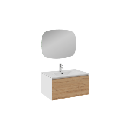 Isvea Coredo Lavabo Ünitesi, 80 cm, Gofrato Beyaz&Detroit - Beyaz Lavabolu - 21CRS372080I - Banyo Dolapları