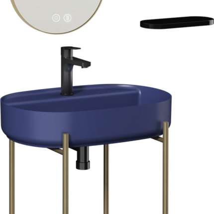 Isvea Puno Art Metal Profil Lavabo Ünitesi, 60 cm, Isvea Mavisi Lavabolu - 29PNS008063I - Banyo Alt Modülleri, Ayaklı Lavabo