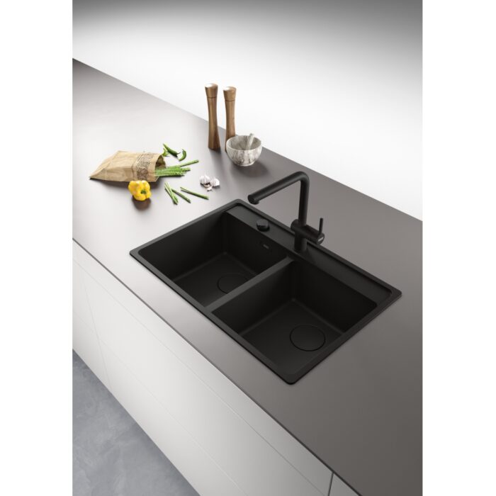 Franke Maris Mrg 620-35-35 Tl Matt Black 2 Gözlü Damlalıksız Fragranit Eviye - 114.0661.674 - Granit Mutfak Eviyeleri - 2