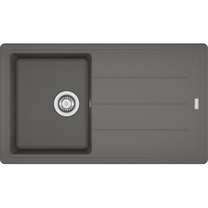 Franke Basis Bfg 611 Stone Grey Tek Gözlü Sağ/Sol Damlalıklı Fragranit Eviye - 114.0655.947 - Granit Mutfak Eviyeleri