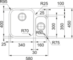 Franke Smart Srx 160-34-16 1.5 Gözlü Tezgahaltı Çelik Eviye - 122.0736.139 - Paslanmaz Çelik Mutfak Eviyeleri - 1
