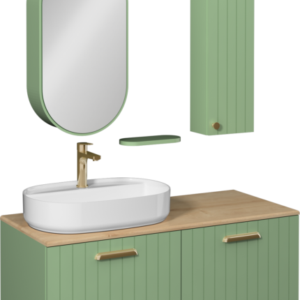 Isvea Rinato Lavabo Ünitesi, 120 cm, Sağ, Pastel Yeşil - Beyaz Lavabolu - 21RNS713121I - Banyo Dolapları