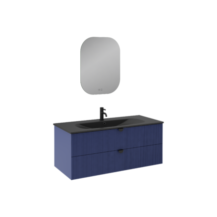 Isvea Infinity Lavabo Ünitesi, 120 cm, Gece Mavisi, Siyah Lavabolu - 21IFS775120I - Banyo Dolapları