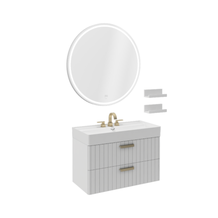 Isvea Vea Lavabo Ünitesi, İnoks Kulplu, 100 cm, Beyaz - 21MNS413100I - Banyo Dolapları