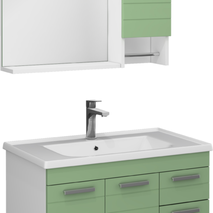 Isvea Platon Lavabo Ünitesi, 80 cm, Beyaz - Yeşil - 27PTS023080I - Banyo Dolapları