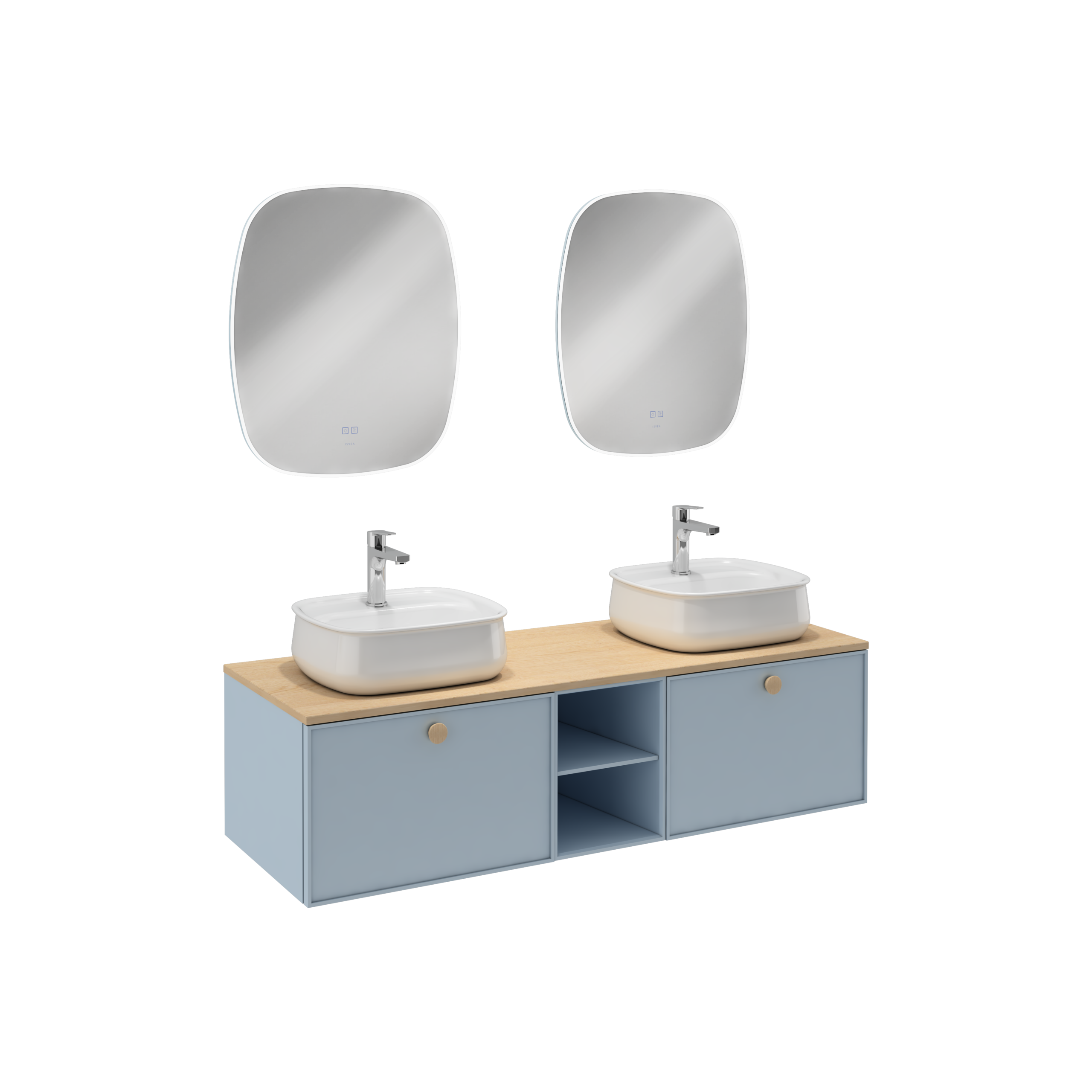 b0a5f23f-f3d4-4ed0-8835-526ce8e96739.png Isvea Mondo Lavabo Ünitesi, 150 cm, 2 Çekmeceli, Turkuaz - 21MDS813150I - Banyo Dolabı Takımı