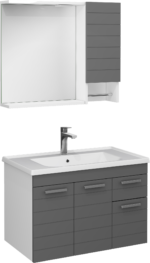 Isvea Platon Lavabo Ünitesi, 80 cm, Beyaz - Koyu Gri - 27PTS012080I - Banyo Dolapları