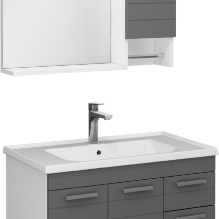 Isvea Platon Lavabo Ünitesi, 80 cm, Beyaz - Koyu Gri - 27PTS012080I - Banyo Dolapları