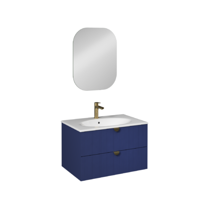 Isvea Infinity Lavabo Ünitesi, 80 cm, Gece Mavisi, İnoks Kulplu - 21IFS772093I - Banyo Dolapları